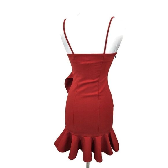 New Likely Laverna Ruffle Dress Womens 00 Red Mini Cocktail - Picture 5 of 8